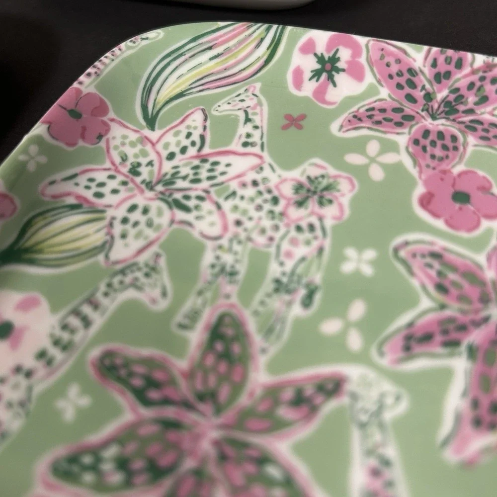 Giraffe Floral Trinket/Soap Dish Set of 3 Pink Green 4.5 inch Whimsical